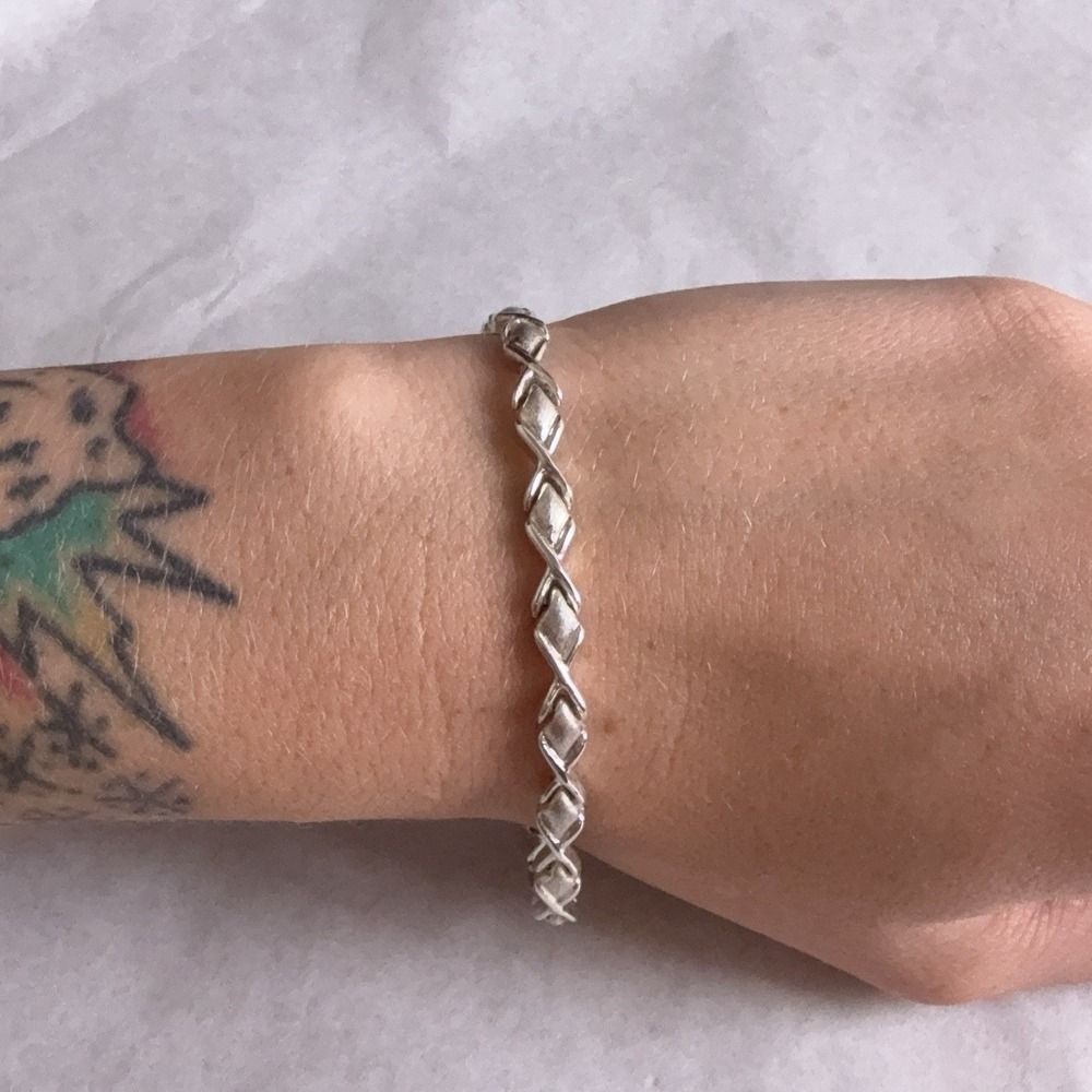 FAS Sterling Silver Chain Bracelet 925 Twisted Link Womens 7 In Lobster Clasp